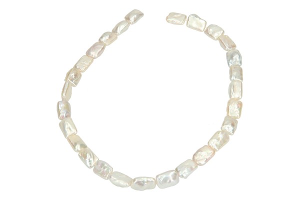 Rechteckstrang längs gebohrt 10x16mm/41cm, Süßwasser-Zuchtperle weiß