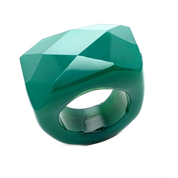 Big Head-Ring 31x20mm facettiert Größe 62, Achat grün gefärbt