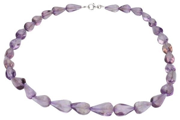 Pampelkette 6x10-8x13mm/44cm mit Karabiner Silber 925, Amethyst