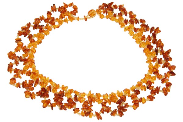 Damen Collier geflochten 43cm, Bernstein