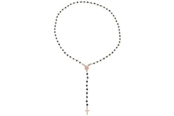 Rosenkranzkette m.3,7mm Onyx+1,8mm/46cm+9cm, rosé AGV 925