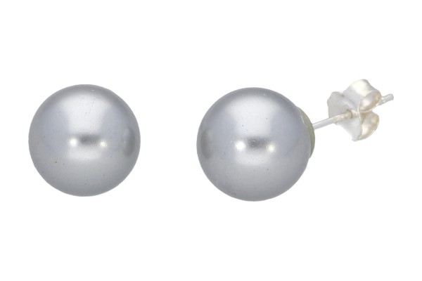 Ohrstecker 10mm silberne Shellbased-Perle auf Silber 925