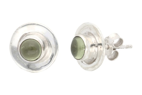 Ohrstecker hat" rund 10mm, Peridot in Silber 925"