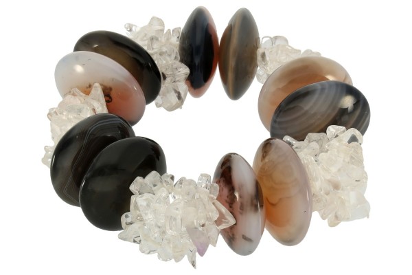 Bergkristall und Sardonyx Armband 22mm/18-19cm