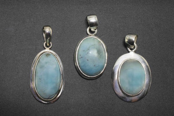 Oval-Anhänger 18x34mm, Larimar A in AG 925