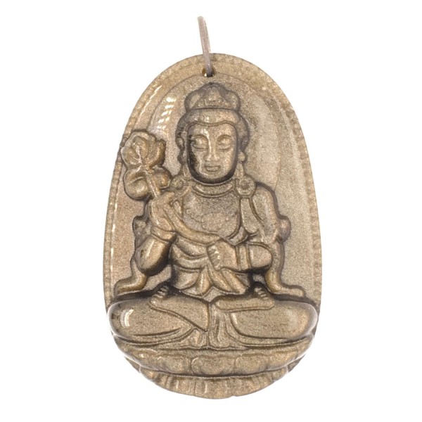 Guan Yin-Anhänger 27x46mm mit Silberring 925, Goldobsidian