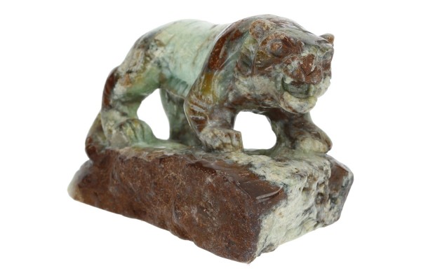 Tiger Gravur aus Chrysopras 51x90x57mm