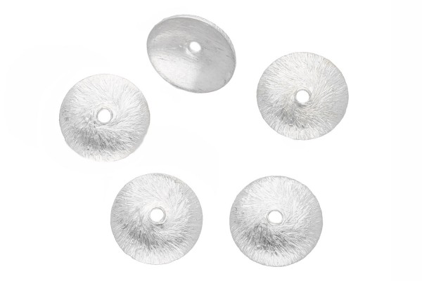 Kappe 10mm mit 1,5mm  Loch Silber 925 gebürstet VPE 5 Stück