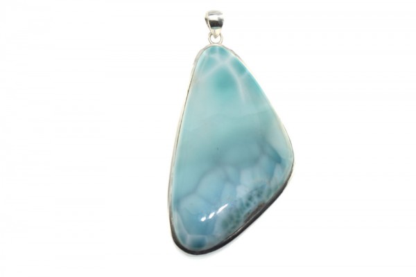 Freeform-Anhänger 38x76mm, Larimar AA in AG 925