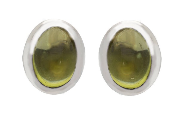 Ohrstecker rim" oval 7x8mm, Peridot in Silber 925