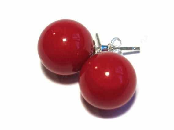 12mm Shellbased Perle rot auf 925er