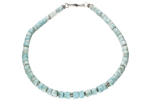 Zylinderkette 8x6mm/49cm S-Haken Sterlingsilber 925, Larimar