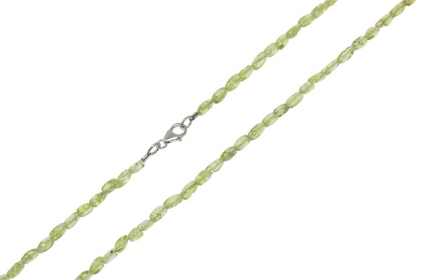 Barrelkette 3,5-4x5-7mm/45cm Karabiner Sterlingsilber 925, Peridot