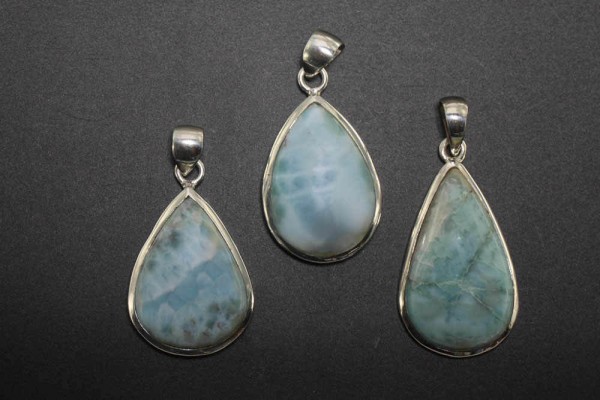 Tropfen-Anhänger 20-22x40-42mm, Larimar in AG 925