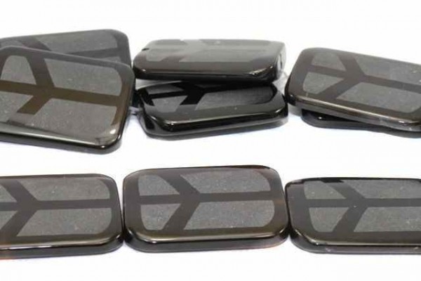 Rechteckstrang 30x40mm/40cm mit Peace-Zeichen, Onyx