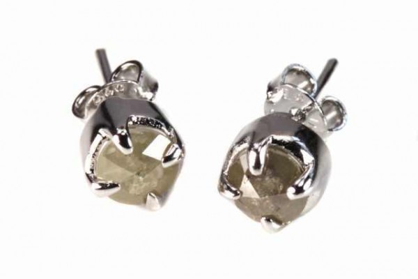 Ohrstecker 5,5mm rose-cut, Diamant light brown ca.1ct in Silber 925