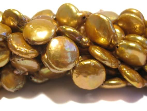 Coinstrang 12mm/40cm, Süßwasser-Zuchtperle bronze