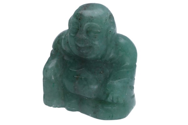 Buddha 22x25x15mm mit 2mm Querbohrung aus grünem Aventurin