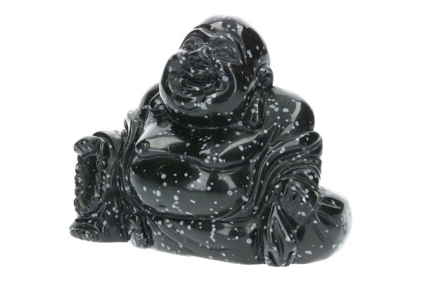 Buddha mit Mala und Bündel 125x95x60mm, Schneeflocken ObsidianBuddha mit Mala und Bündel 125x95x60mm, Schneeflocken Obsidian