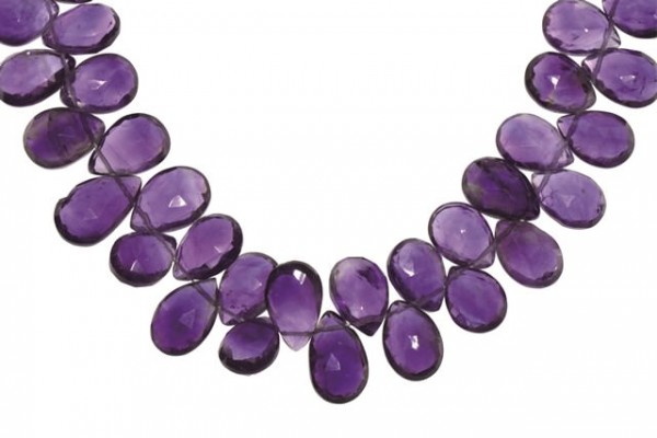 Tropfenstrang facettiert 7x10-8x12mm/41cm, Amethyst A