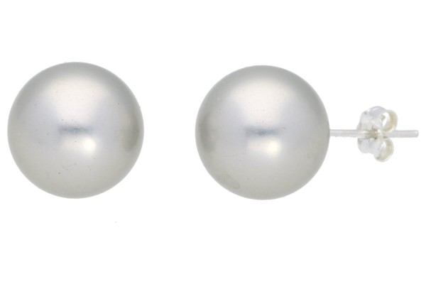 Ohrstecker 12mm Shellbased Perle silber auf Silber 925