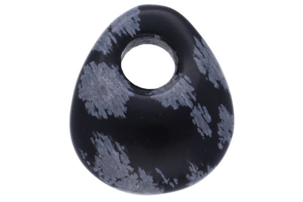 Oval bauchig 15x13x7mm mit 4mm Bohrung aus Schneeflocken Obsidian