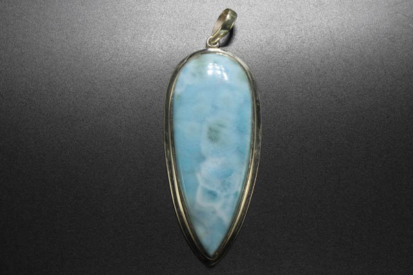 Pendelform-Anhänger flach 33x91mm, Larimar AA in AG 925