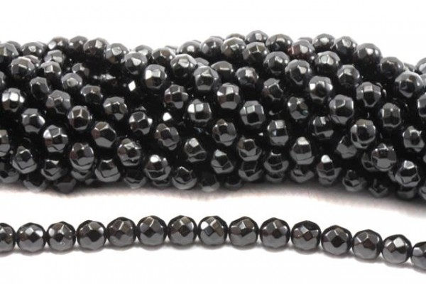 Kugelstrang facettiert 32-cut 6mm/40cm, Onyx